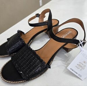 Geox Black Woven Strap Sandals
